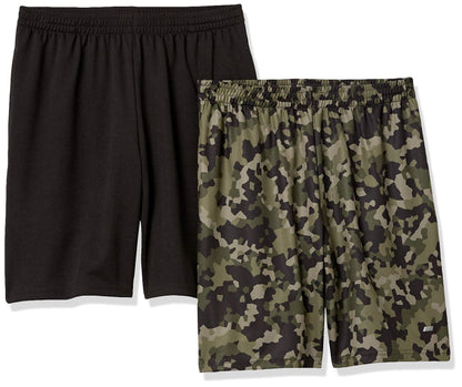 Amazon Essentials Men's Athletic Basketball Gym Shorts, Breathable Moisture Wicking Loose-Fit with Elastic Waist, Pack of 2