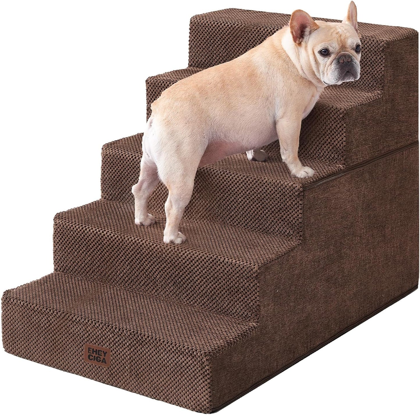 EHEYCIGA Dog Stairs for Small Dogs 13.5" H, 3-Step Dog Steps for Couch Sofa and Chair, Pet Steps for Medium Cats, Non-Slip Balanced Pet Ramp Indoor, Grey