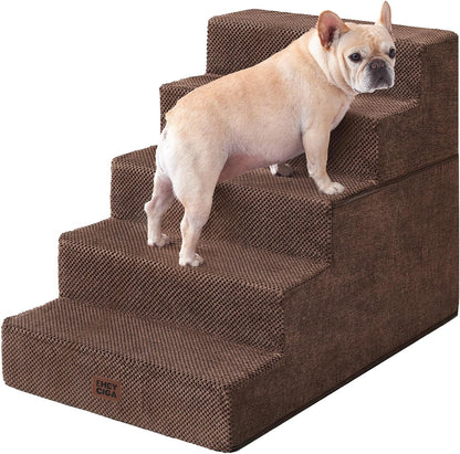 EHEYCIGA Dog Stairs for Small Dogs 13.5" H, 3-Step Dog Steps for Couch Sofa and Chair, Pet Steps for Medium Cats, Non-Slip Balanced Pet Ramp Indoor, Grey