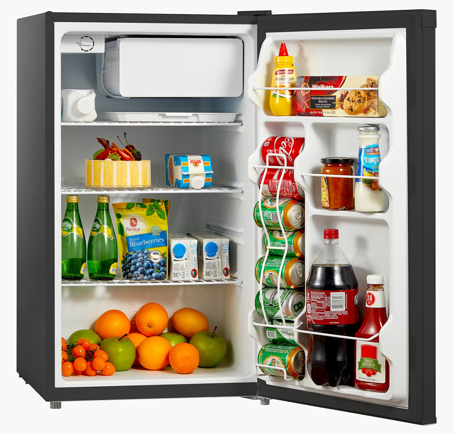 Midea WHS-65LB1 Mini Fridge, 1.6 Cu.ft Energy Star Certified Mini Refrigerator, Adjustable Thermostat, Reversible Door, Low Noise for Dorm, Office, Bedroom, Black