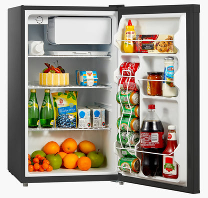 Midea WHS-65LB1 Mini Fridge, 1.6 Cu.ft Energy Star Certified Mini Refrigerator, Adjustable Thermostat, Reversible Door, Low Noise for Dorm, Office, Bedroom, Black
