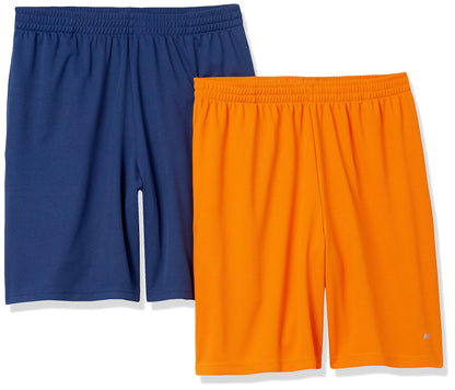 Amazon Essentials Men's Athletic Basketball Gym Shorts, Breathable Moisture Wicking Loose-Fit with Elastic Waist, Pack of 2