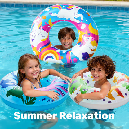 JOYIN Inflatable Swim Tube Raft (3 pack) with Summer Fruits Painting, Pool Toys for Swimming Pool Party Decorations