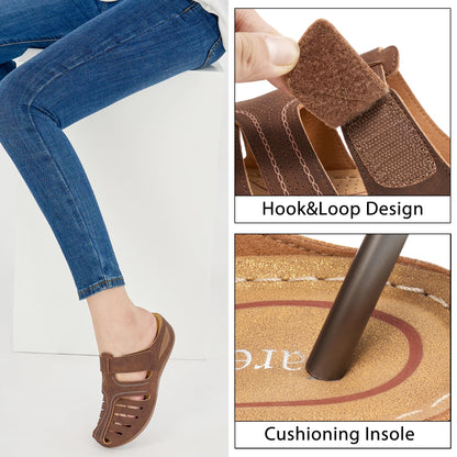 HARENCE Clogs for Women Mules Shoes: Comfortable Dressy Closed Toe Platform Sandals 2026 Summer Casual Adjustable Slip On Walking Wedges