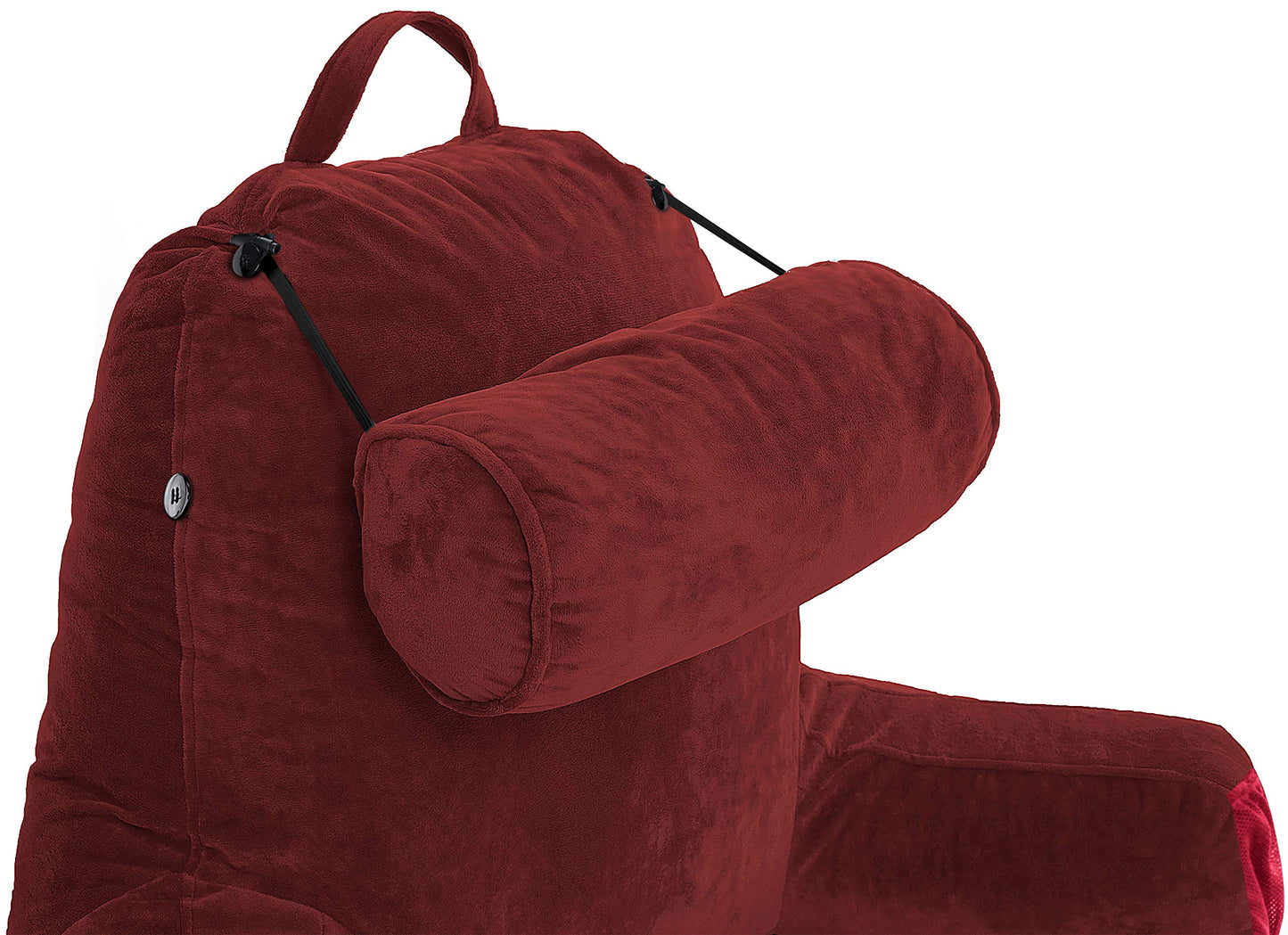 Husband Pillow XXL The Original for Adults - 30" Tall Backrest for Sitting Up in Bed - Firm Support Reading & Bed Rest Pillows for Adults, Neck Roll, Removable Cover - TV - Dark Grey