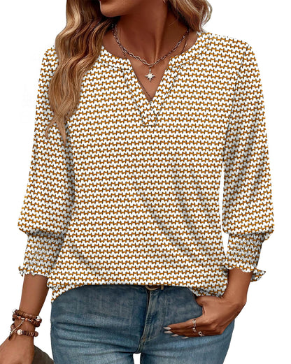 WIHOLL 3/4 Length Sleeve Womens Tops Summer Shirts Spring Vacation Outfits Dressy Casual Trendy Fall S-3XL