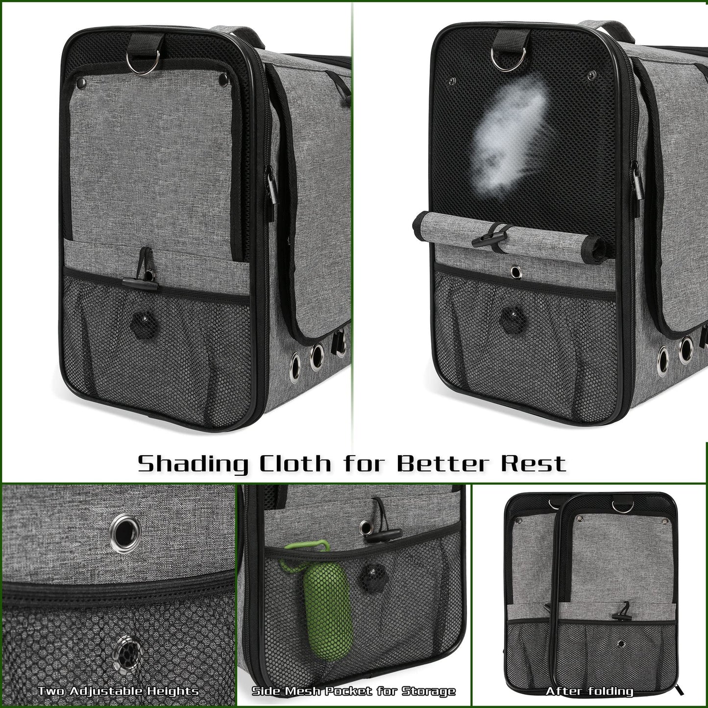 Bird Carrier Bag with Stand, Lightweight Backpack for Parrot, Portable Cockatiel Travel Cage with Accessories, Pet Transparent Breathable Carrier, Gray