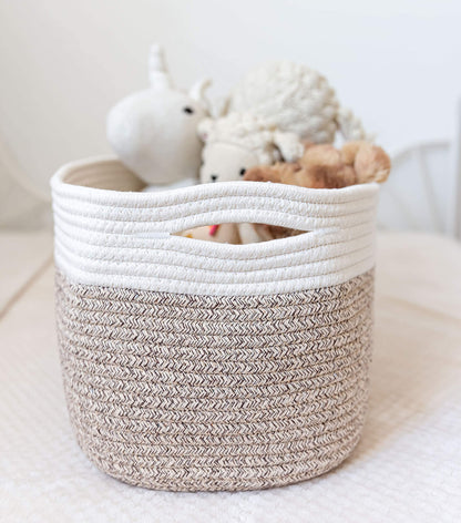 Light Honey Cotton Rope Baskets for Shelves, Set of 3 - 15"×10"×9½" - Woven Storage Baskets for Organizing - Closet, Nursery, Bedroom, Playroom - Toys, Books, Towels, Clothes
