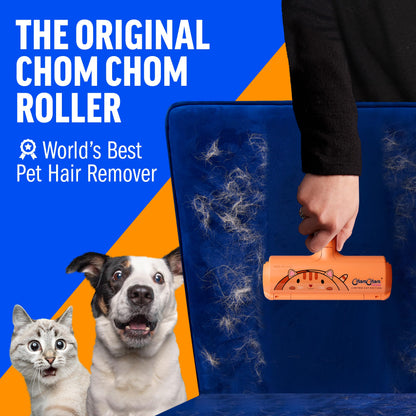 ChomChom Roller Pet Hair Remover – Original Size Reusable Lint Roller for Cat & Dog Hair on Furniture, Couch, Carpet, Car, Rugs & Bedding – Portable, Eco-Friendly (Black)