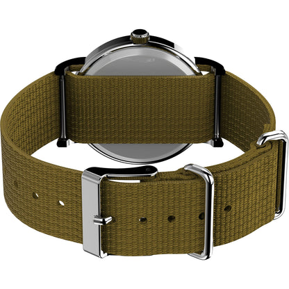 Timex Weekender 38mm Unisex Analog Watch | INDIGLO Backlight | Adjustable Durable Nylon Fabric Slip Through Strap | 24 Hour Time