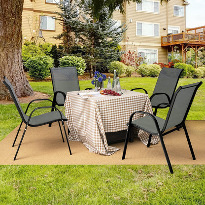 Tangkula Patio Dining Chairs Set of 4, Outdoor Stackable All Weather Heavy Duty Dining Chairs Set with Armrests, Support 330 LBS, for Poolside, Backyard, Garden, Deck, Front Porch (Brown)