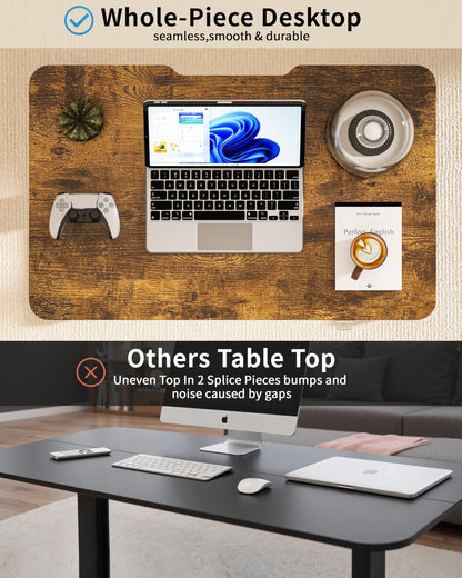 Okin Small Electric Standing Desk, 36" x 24" Whole Piece Height Adjustable Desk, Oak Sit to Stand Computer Workstation with Wheels for Home Office