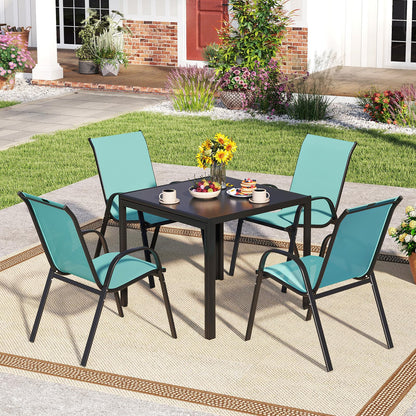 Tangkula Patio Dining Chairs Set of 4, Outdoor Stackable All Weather Heavy Duty Dining Chairs Set with Armrests, Support 330 LBS, for Poolside, Backyard, Garden, Deck, Front Porch (Brown)