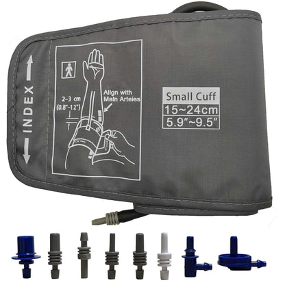 Medium Easy Wrap Blood Pressure Cuff for Thin and Small Arm,Compatible with Omron 8.7~12.6 Inches (22~32) CM Adult BP Replacement Cuff, Adult Cuff Only -5 Connectors (Medium+ 5 Connectors)