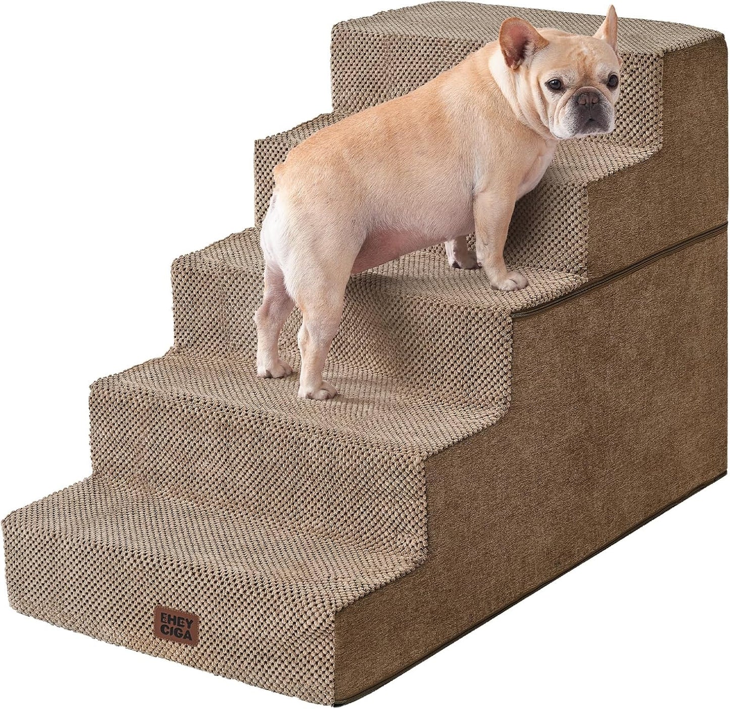 EHEYCIGA Dog Stairs for Small Dogs 13.5" H, 3-Step Dog Steps for Couch Sofa and Chair, Pet Steps for Medium Cats, Non-Slip Balanced Pet Ramp Indoor, Grey