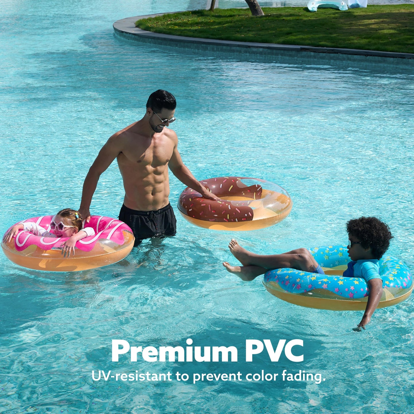 JOYIN Inflatable Swim Tube Raft (3 pack) with Summer Fruits Painting, Pool Toys for Swimming Pool Party Decorations