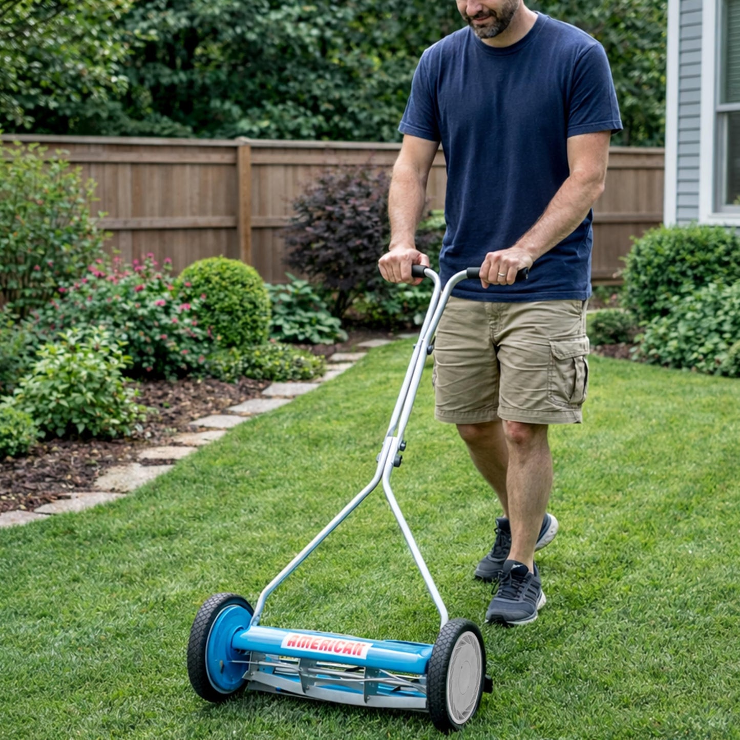 American Lawn Mower 1204-14 14-Inch 4-Blade Push Reel Lawn Mower, Red