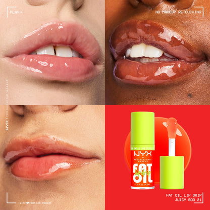 NYX PROFESSIONAL MAKEUP Fat Oil Lip Drip, Moisturizing Lip Oil Gloss, Vegan Tinted Formula, Up to 12 HR Hydration - Supermodel (Shimmering Magenta)