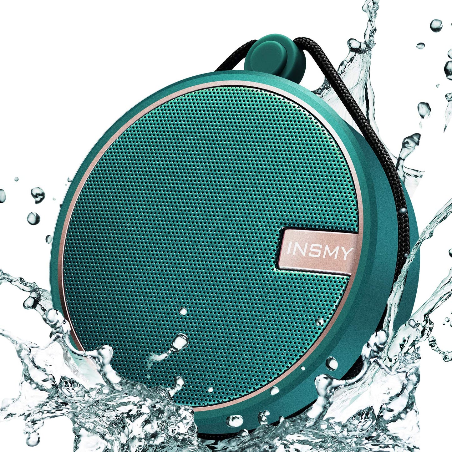INSMY C12 IPX7 Waterproof Shower Bluetooth Speaker, Portable Small Speaker, Speakers Bluetooth Wireless Loud Clear Sound Support TF Card Suction Cup for Kayak Canoe Beach Gift (Black)