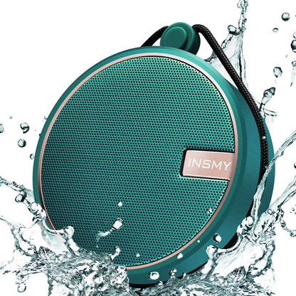 INSMY C12 IPX7 Waterproof Shower Bluetooth Speaker, Portable Small Speaker, Speakers Bluetooth Wireless Loud Clear Sound Support TF Card Suction Cup for Kayak Canoe Beach Gift (Black)