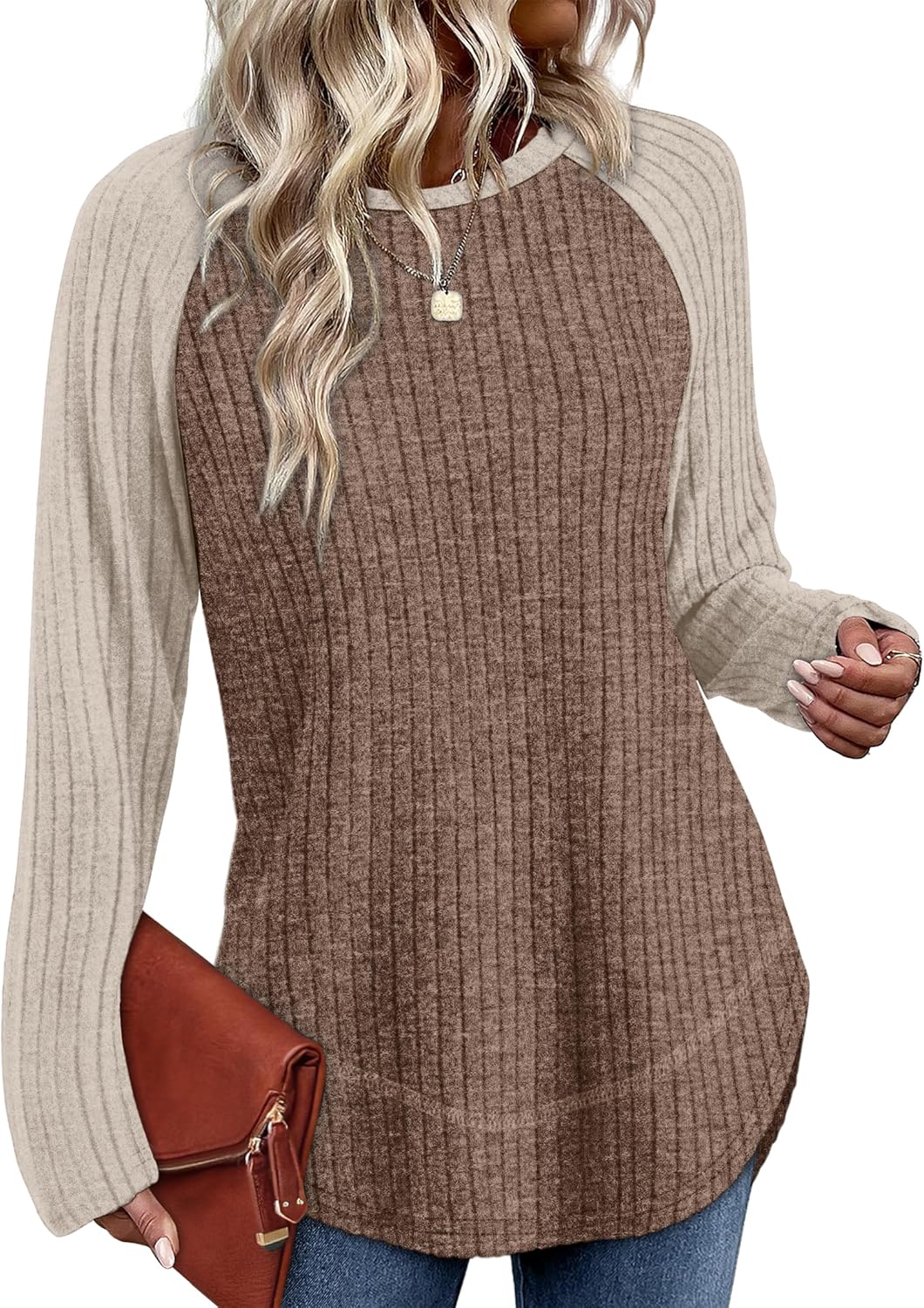 WIHOLL Long Sleeve Shirts for Women 2026 Fall Sweaters Lightweight Casual Tunic Tops Loose Fit Winter Clothing S-2XL