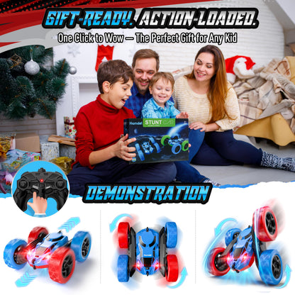 Hamdol Remote Control Car for Kids, 360° Rotating Double-Sided RC Car with LED Headlights, 4WD 2.4GHz Electric Rechargeable Toy Vehicle for Boys and Girls, Perfect Birthday