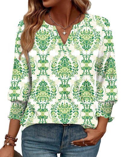 WIHOLL 3/4 Length Sleeve Womens Tops Summer Shirts Spring Vacation Outfits Dressy Casual Trendy Fall S-3XL