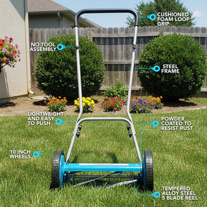 American Lawn Mower 1204-14 14-Inch 4-Blade Push Reel Lawn Mower, Red