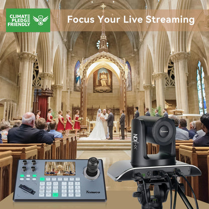 Tenveo 4K NDI PTZ Camera AI Humanoid & Face Auto-Tracking, HDMI/LAN/USB3.0 PoE PTZ Camera 20X Optical Zoom IP Live Streaming, for Church Services Worship Video Conference Live Streaming YouTube OBS