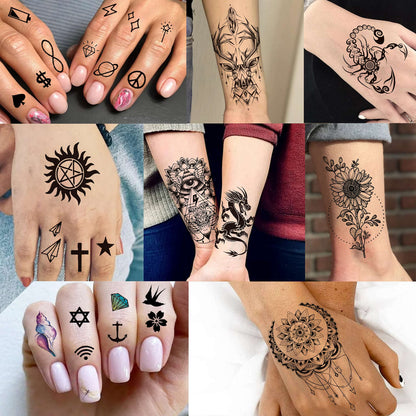 12 Sheets Beautiful Butterfly Flowers Temporary Tattoos For Women Feet Hands Body Art, Realistic Rose Peony Floral Fake Tattoo Sticker For Legs Ankle, Waterproof Lily Dreamcatcher Temp Tatoos Decals