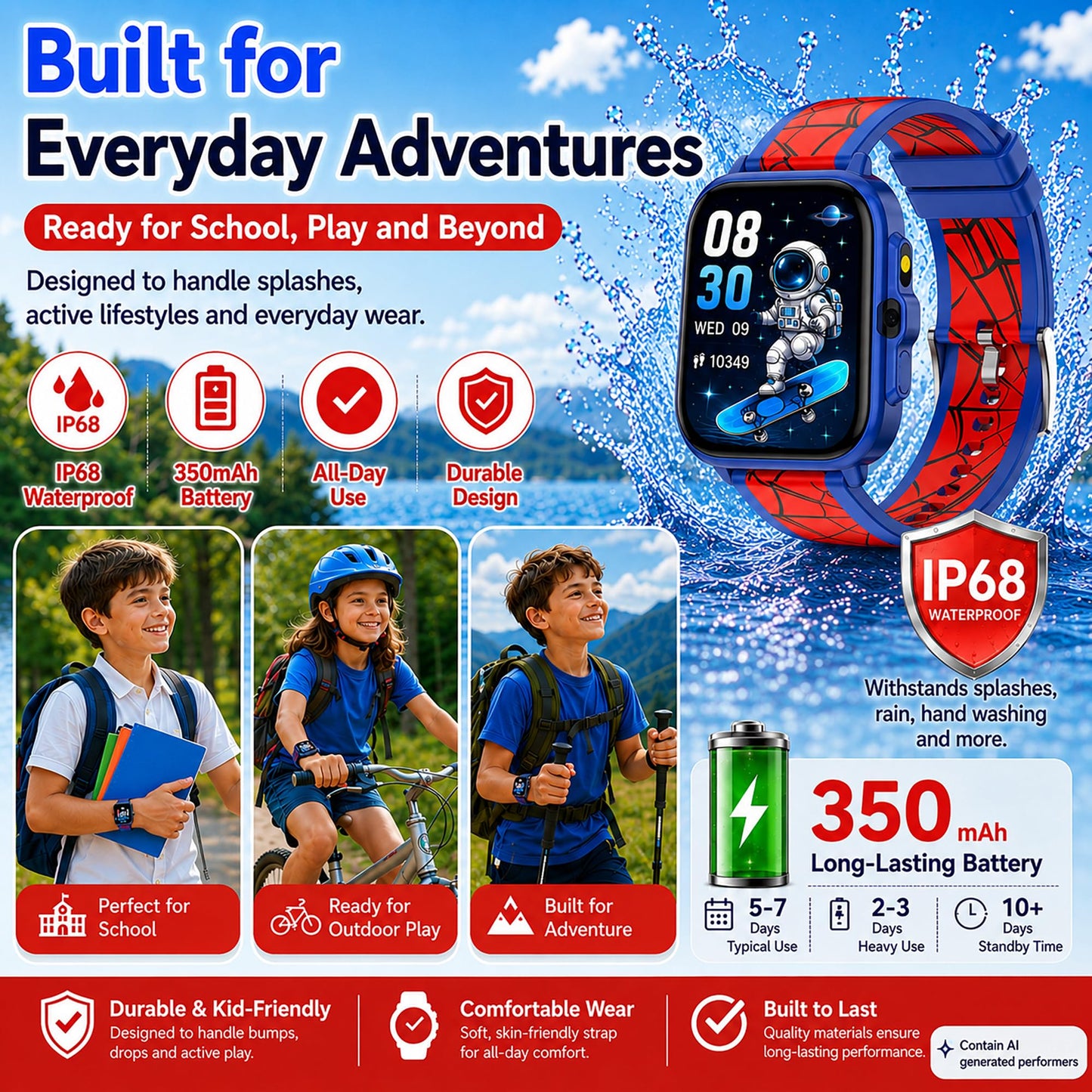 Smart Watch for Kids Boys Age 5-12, Ai Functions Games HD Touch Screen Watches with Video Camera Music Player Pedometer Heart Rate Sleep Tracker Christmas Birthday Gifts for Boys (Camouflage, 1.85")