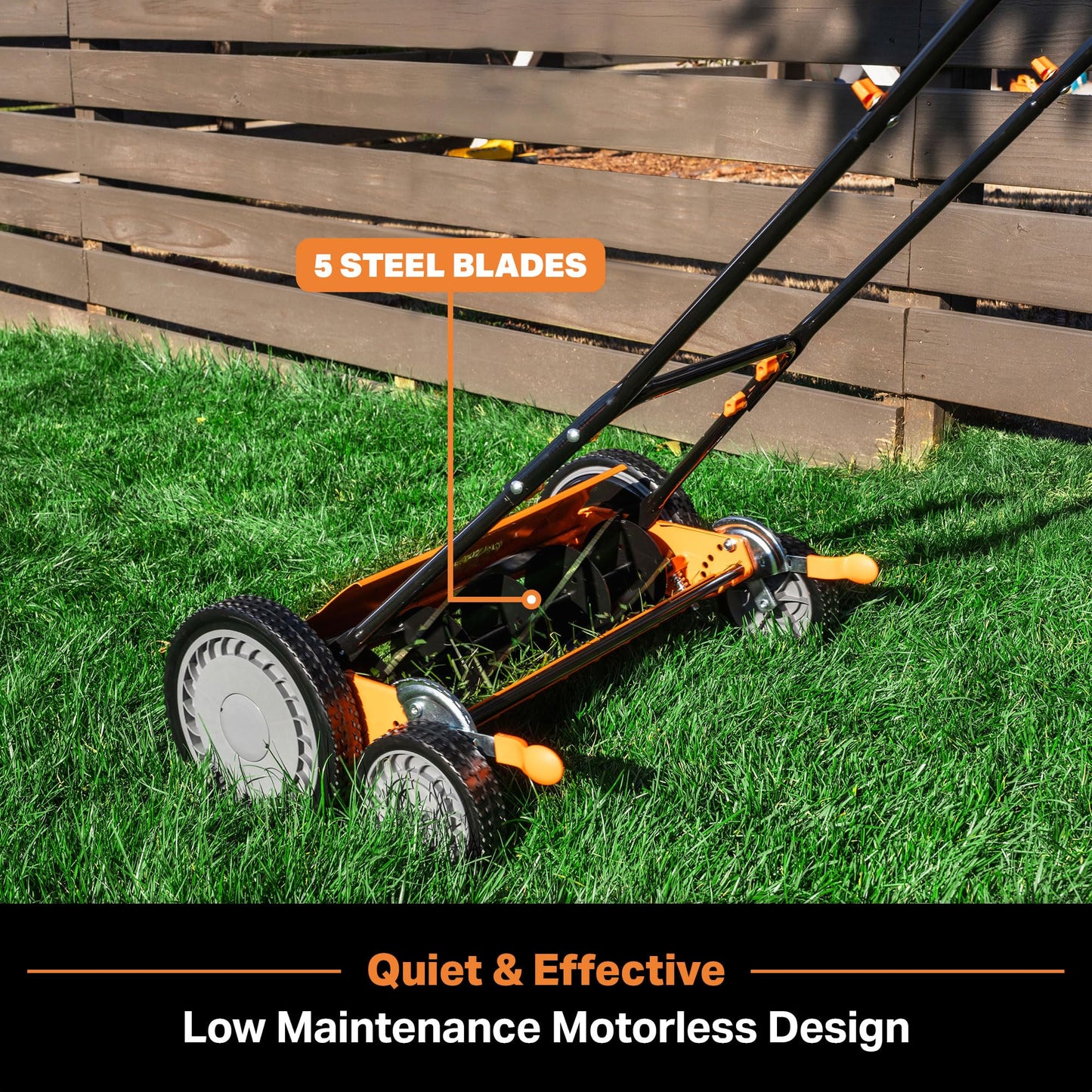 LawnMaster LMRM1801 Push Reel Lawn Mower 18-Inch 5-Blade