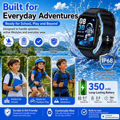 Smart Watch for Kids Boys Age 5-12, Ai Functions Games HD Touch Screen Watches with Video Camera Music Player Pedometer Heart Rate Sleep Tracker Christmas Birthday Gifts for Boys (Camouflage, 1.85")