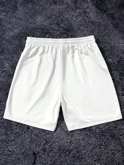 QJQ Men's Letter Graphic Drawstring Waist Shorts Summer Casual Workout Athletic Gym Track Shorts Streetwear