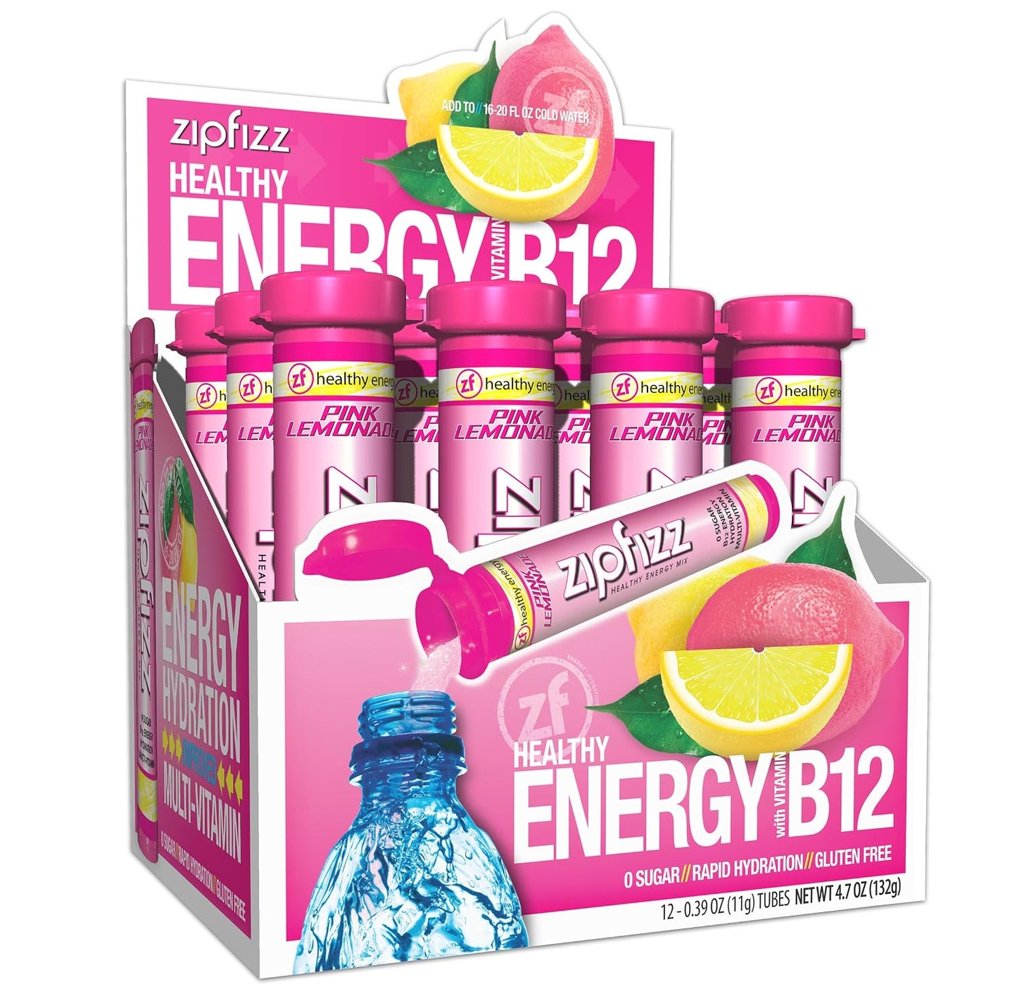 Zipfizz Daily Energy Drink Powder, Blood Orange, 20 Pack | 3-in-1 Sustained Energy, Rapid Hydration, and Essential Vitamins | Sugar-Free | Electrolyte Powder | Contains Vitamin B-12 & Antioxidants
