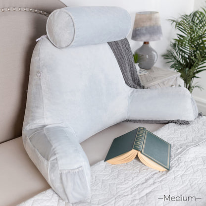 Husband Pillow XXL The Original for Adults - 30" Tall Backrest for Sitting Up in Bed - Firm Support Reading & Bed Rest Pillows for Adults, Neck Roll, Removable Cover - TV - Dark Grey