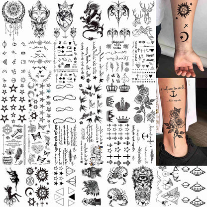 12 Sheets Beautiful Butterfly Flowers Temporary Tattoos For Women Feet Hands Body Art, Realistic Rose Peony Floral Fake Tattoo Sticker For Legs Ankle, Waterproof Lily Dreamcatcher Temp Tatoos Decals