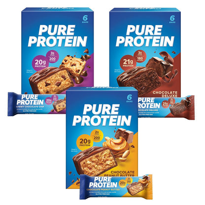 Pure Protein Bars,High Protein,Nutritious Snacks to Support Energy,Low Sugar,Gluten Free,Variety Pack,1.76oz,18 Count (Pack of 2)