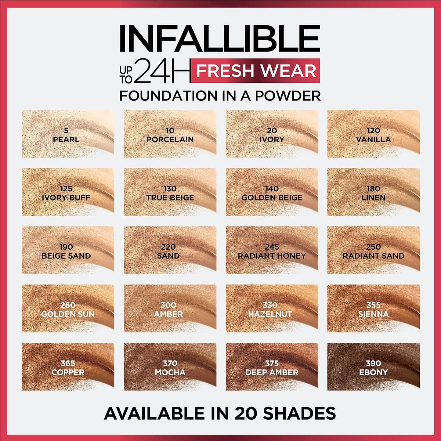L'Oreal Paris Makeup Infallible Fresh Wear Foundation in a Powder, Up to 24H Wear, Waterproof, Vanilla, 0.31 oz. (Packaging May Vary)