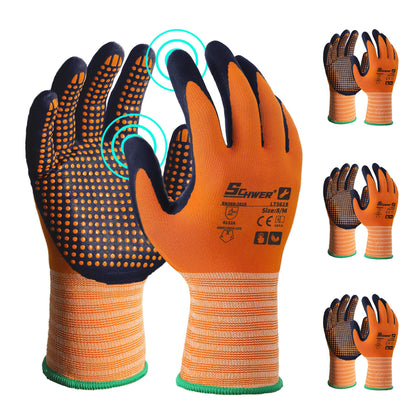 Schwer 3/6/12 Pairs Safety Work Gloves with Certified Level 6 Abrasion Resistance, Gardening Gloves with MicroDot Grip, Touchscreen, General A1 Cut Resistant Glove MicroFoam Nitrile Coated, LT5619, L