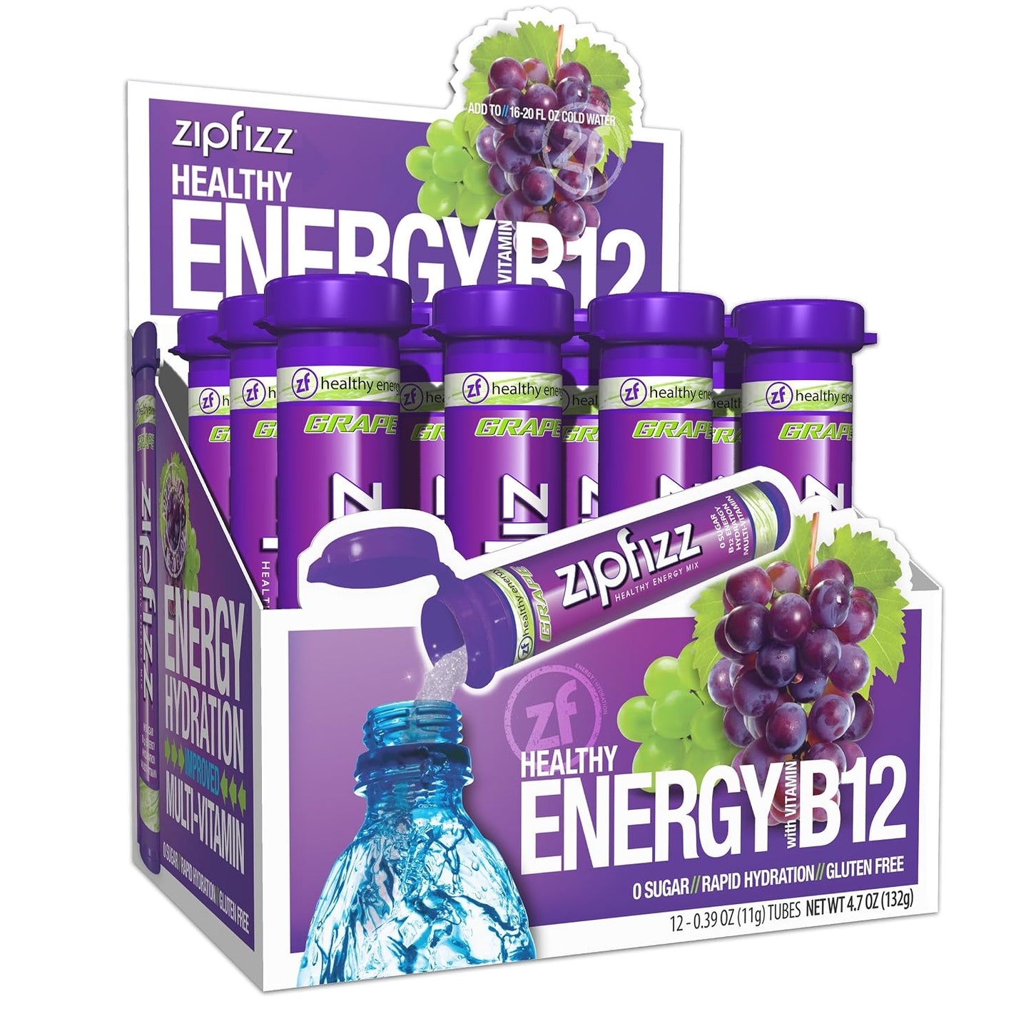Zipfizz Daily Energy Drink Powder, Blood Orange, 20 Pack | 3-in-1 Sustained Energy, Rapid Hydration, and Essential Vitamins | Sugar-Free | Electrolyte Powder | Contains Vitamin B-12 & Antioxidants