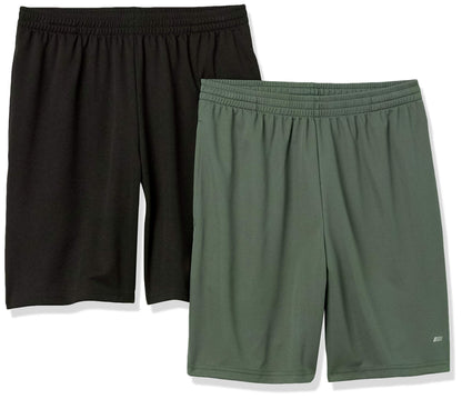 Amazon Essentials Men's Athletic Basketball Gym Shorts, Breathable Moisture Wicking Loose-Fit with Elastic Waist, Pack of 2