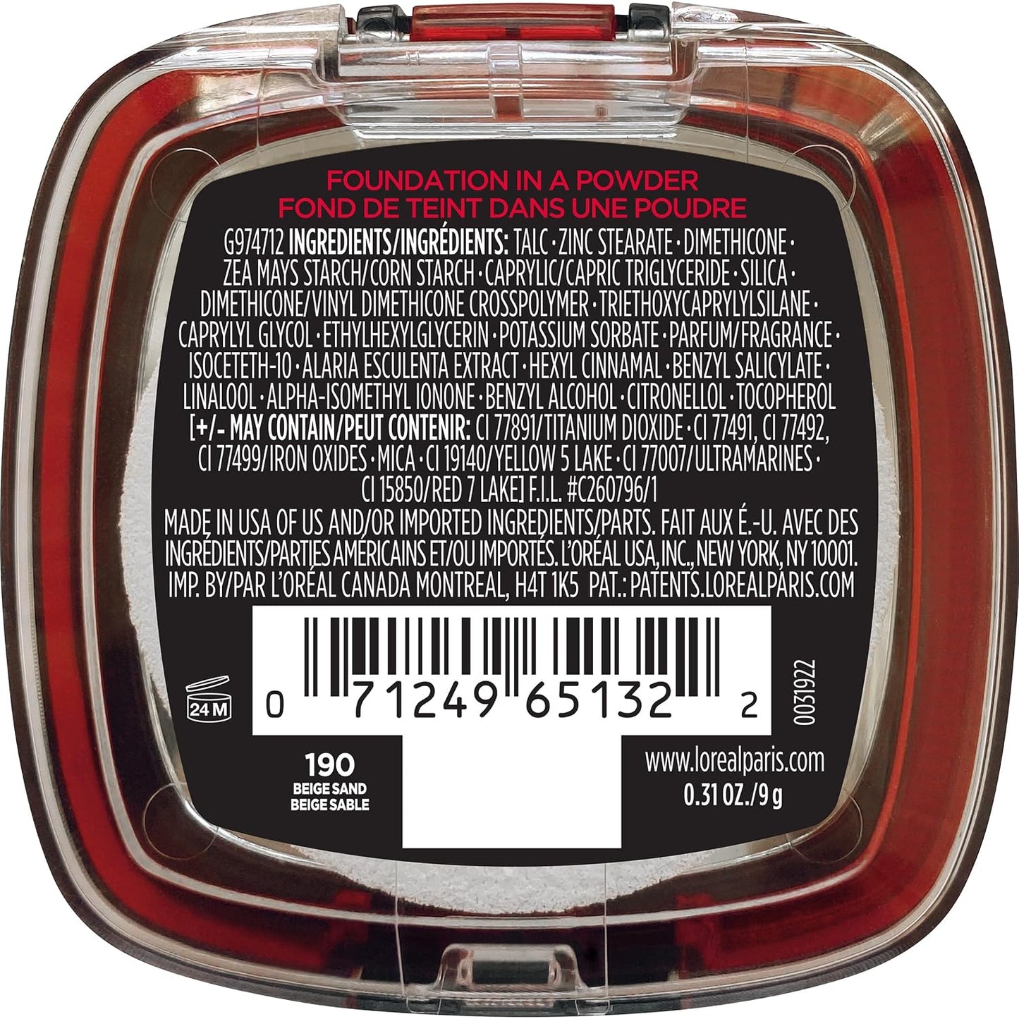 L'Oreal Paris Makeup Infallible Fresh Wear Foundation in a Powder, Up to 24H Wear, Waterproof, Vanilla, 0.31 oz. (Packaging May Vary)