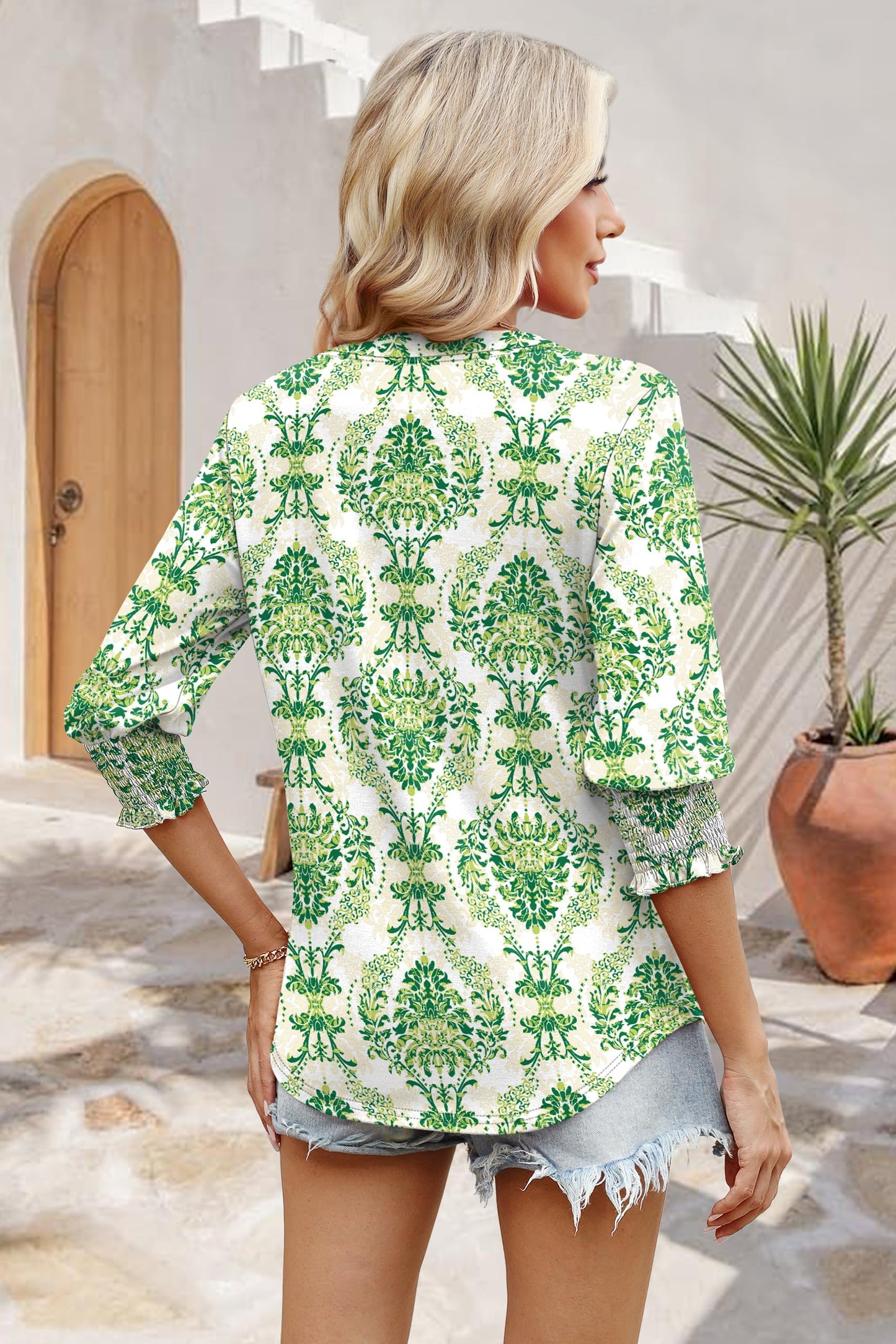 WIHOLL 3/4 Length Sleeve Womens Tops Summer Shirts Spring Vacation Outfits Dressy Casual Trendy Fall S-3XL