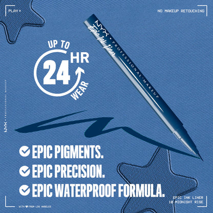 NYX PROFESSIONAL MAKEUP Epic Ink Liner, Waterproof Liquid Eyeliner - Black, Vegan Formula