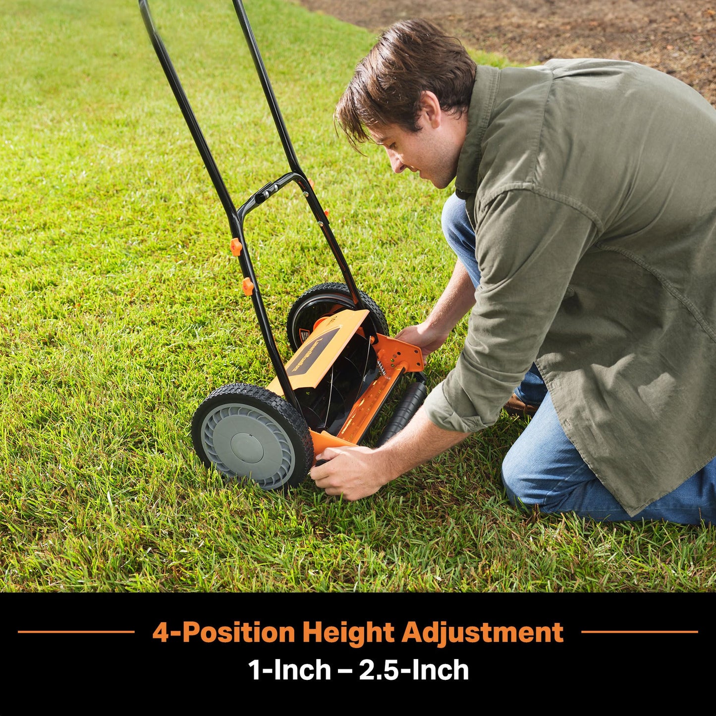 LawnMaster LMRM1801 Push Reel Lawn Mower 18-Inch 5-Blade