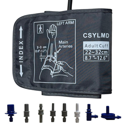 Medium Easy Wrap Blood Pressure Cuff for Thin and Small Arm,Compatible with Omron 8.7~12.6 Inches (22~32) CM Adult BP Replacement Cuff, Adult Cuff Only -5 Connectors (Medium+ 5 Connectors)