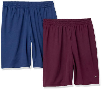 Amazon Essentials Men's Athletic Basketball Gym Shorts, Breathable Moisture Wicking Loose-Fit with Elastic Waist, Pack of 2