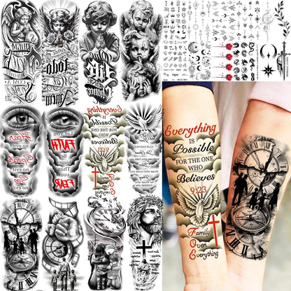 12 Sheets Beautiful Butterfly Flowers Temporary Tattoos For Women Feet Hands Body Art, Realistic Rose Peony Floral Fake Tattoo Sticker For Legs Ankle, Waterproof Lily Dreamcatcher Temp Tatoos Decals
