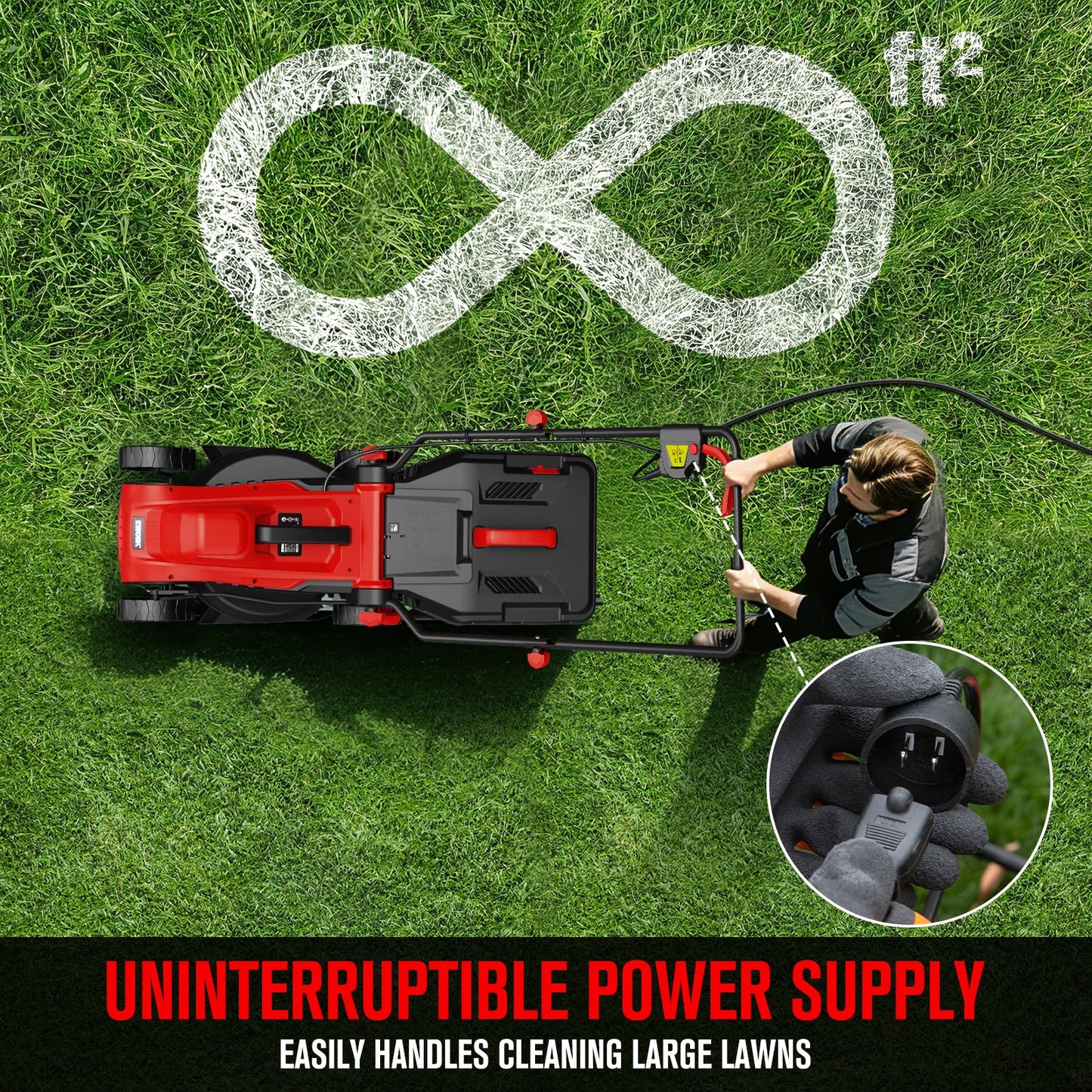 EWORK Corded Electric Lawn Mower 14-Inch, 11Amp Electric Push Mower with 30L Grass Catchers, 4-Height Adjustment, Lightweight Lawnmower for Garden, Yard